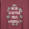Women's - Instant Message - Music Is Better Than People Lightweight French Terry Wide Neck Long Sleeve Graphic Shirt - 2 of 4