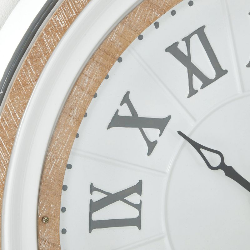 Farmhouse Metal Vintage Wall Clock White - Olivia &#38; May, 5 of 6