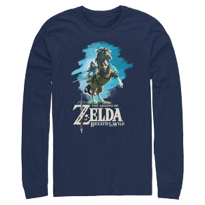 Mens Nintendo Legend of Zelda Breath of the Wild Link Epona Long Sleeve Shirt - 1 of 4