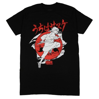 Naruto Shippuden Men's Sasuke Uchiha Sharingan Symbol Pose Anime T-Shirt