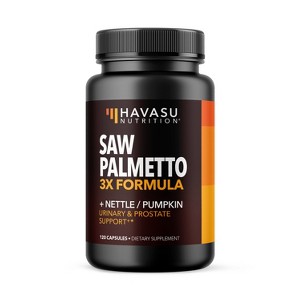 Saw Palmetto + Nettle & Pumpkin Seed Capsules, Havasu Nutrition, 120ct - 1 of 3