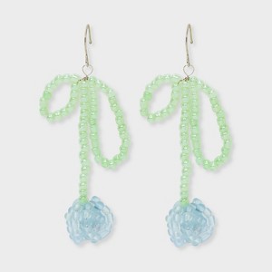 Beaded Tulip Drop Earrings - Wild Fable™ Green/Blue: French Wire, Iron, Glass, Nickel-Free Metal - 1 of 3