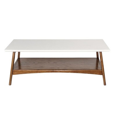 NicBex Modern 48" Wood Rectangle Coffee Table with 2 Layer Storage for Living Room and Office