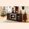 TinyHomie58 Modern TV Stand 2 Door Storage Faux Stone Media Console Cherry Entertainment Center Living Room - 3 of 4