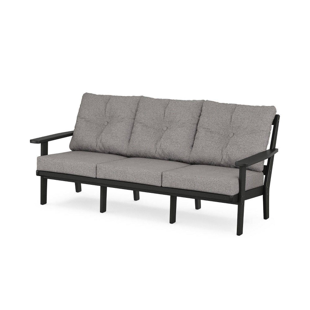 POLYWOOD Prairie Deep Seating Outdoor Patio Sofa Black/Gray Mist: Weather-Resistant, UV-Protected, 3-Seater with Stainless Steel Hardware