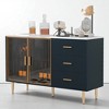 Buffet Sideboard with Faux Marble Top, Amber Tempered Glass Doors, Adjustable Shelves and Drawers, MDF Cabinet for Dining Room, Kitchen - 3 of 4