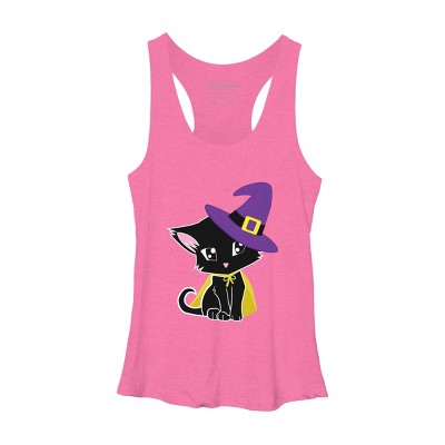 Women's Design By Humans Halloween Cat By AdrianaOliveira Racerback Tank Top