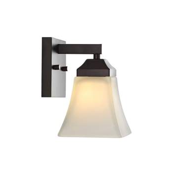 JONATHAN Y Staunton 1-Light Iron/Glass Modern Cottage LED Vanity Light