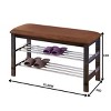 Syemin Ottomans and Benches Wood Shoe Bench, Shoe Rack Storage Organizer, Rustic Entryway Bench with Shelves, Hallway Bench, Brown, 31.5"*12"*19" - 3 of 4