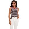 ATHLECHIC Women's Striped Color Block Side Slits Crew Neck Casual Sleeveless Shirts - 2 of 4