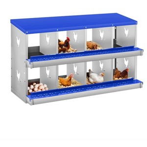 Chicken Nesting Boxes, Two-Tier Metal Chicken Egg Laying Box,Large Vented Holes for Egg Collection - 1 of 4