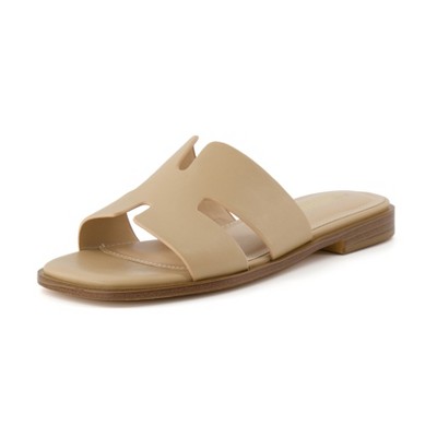 CUSHIONAIRE Voyage Cutout Strap Slides for Women, Slip On Summer Flats, Trendy Footwear, Comfortable Vacation Style Sandals for Women 2025