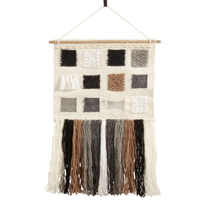 Saro Lifestyle Wall Hanging With Textured Woven Long Tassels Design, Multi, 18"x28"