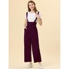 Allegra K Women's High Waist Wide Leg Belted Button Long Overalls Jumpsuit - 3 of 4