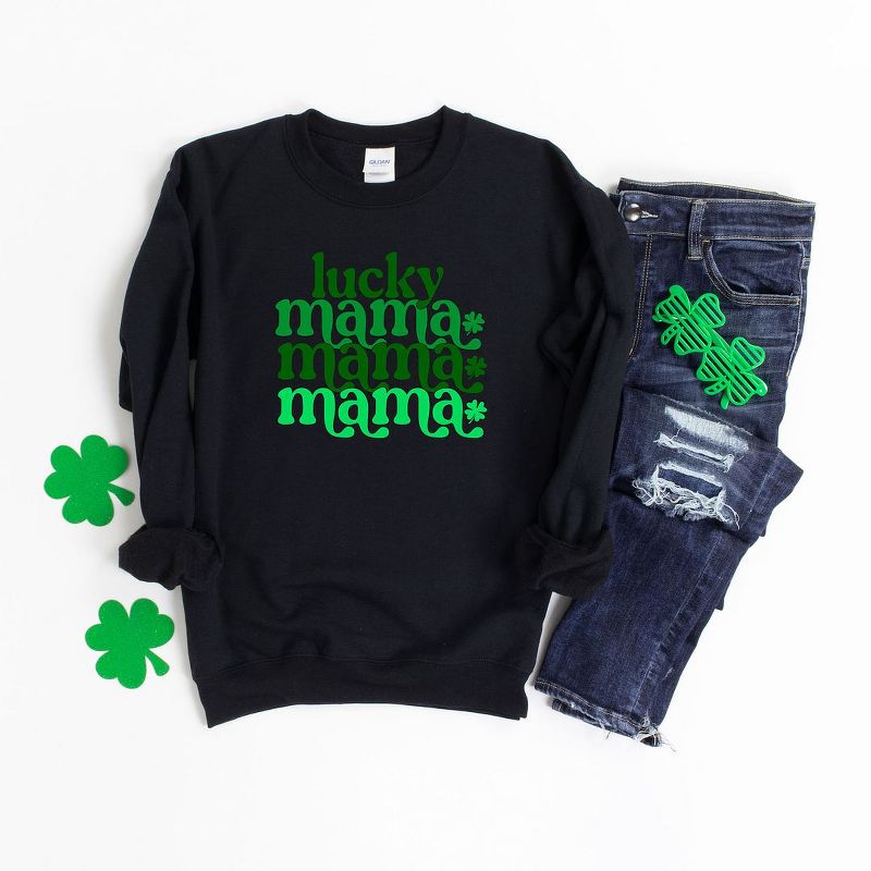 Simply Sage Market Women's Graphic Sweatshirt Lucky Mama Clovers Stacked St. Patrick's Day, 4 of 5