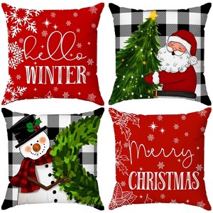 Brightown Grey Christmas Pillow Covers 18x18 Set of 4 Christmas Decorations - 1 of 2