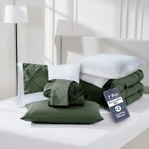 Nestl Comforter Set, 9 Piece Pinch Pleated Bedding Set, Bed in a Bag, All season Bed Set with Cooling Pillows - 1 of 4