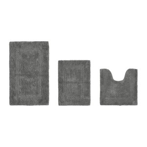 Lux Premium 100% Cotton  Ultra-Soft Tufted Solid Reversible 3 Piece Bath Rug Set, Water-Absorbent, Durable, Machine Washable Bathroom Rug - 1 of 4
