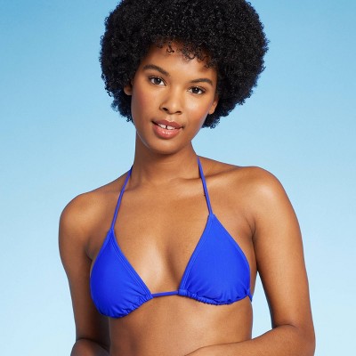 Women's Thin Strap Triangle Bikini Top Wild Fable™ Blue Xxs Target