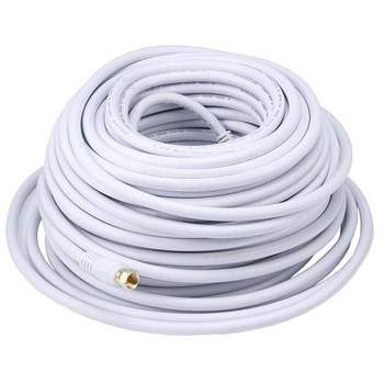 Monoprice Coaxial Cable - 100 Feet - White | RG6 Quad Shield CL2 with F Type Connector, 75 Ohm 18AWG