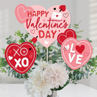 Happy Valentine's Day Card Red Heart Shaped Balloon Sticker