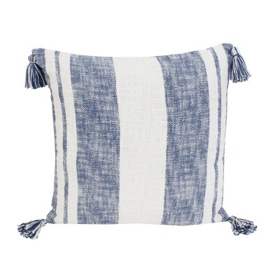 20x20 Oversize Sophia Striped Printed Cotton Square Throw Pillow with  Corner Tassel Indigo - Decor Therapy