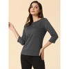 Allegra K Women's Work Office 3/4 Sleeve Boat Neck Houndstooth Printed Blouse - 2 of 4