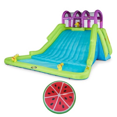 Kahuna Mega Blast Inflatable Backyard Kids Pool and Slide Water Park and Comfy Floats No Inflate Memory Foam Sun Disc Pool Float, Watermelon
