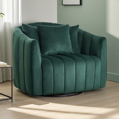 40.3" Velvet Oversized Swivel Barrel Chair and Half Sofa with Pillows