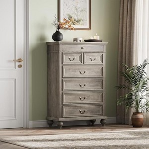 Rustic Farmhouse 7-Drawer Dresser 50" High - Wooden Chest with Jewelry Organizer, Versatile for Bedroom to Entryway - 1 of 4