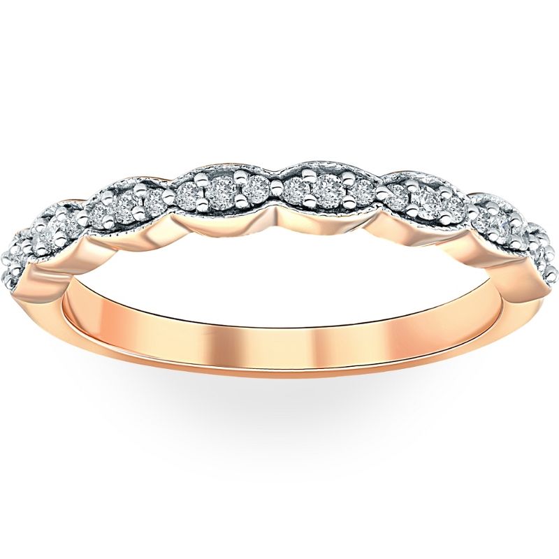 Pompeii3 1/5 cttw Diamond Stackable Womens Wedding Ring 14k Rose Gold, 1 of 6