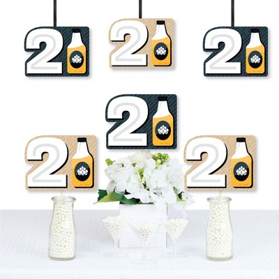 Big Dot of Happiness Cheers and Beers to 21 Years - Twenty-One Shaped Decorations 21st Birthday Party Essentials - Set of 20