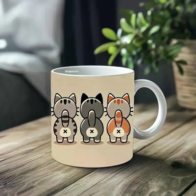 1pc_The Cats' Tails ceramic cup 11 ounces, coffee/tea/wine glass, suitable for Valentine's Day, birthdays, home decor