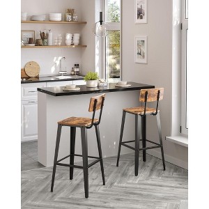 VASAGLE Set of 2 Bar Stools, Bar Height Stools, Tall Bar Stools with Back, Bar Chairs, Steel Frame, Industrial Style - 1 of 4