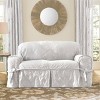 Matelasse Damask Loveseat Slipcover White - Sure Fit: Elegant Classic Pattern, Machine Washable - 2 of 4