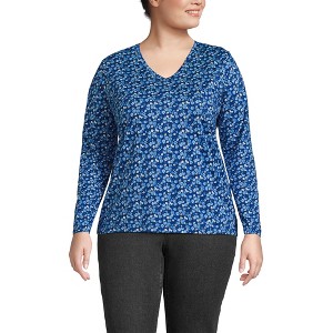 Lands' End Women's Relaxed Supima Cotton Long Sleeve V-Neck T-Shirt - 1 of 3