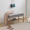 Vynxaria 300 LB Gray Linen Bench with Shelf - Stylish Ottomans and Benches for Bedroom and Entryway - 2 of 4