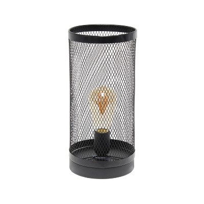 Mesh Cylindrical Steel Table Lamp Black - Simple Designs