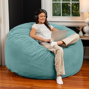 Jaxx 5 Foot Saxx - Large Round Bean Bag Chair for Adults - Lush Velvet - 1 of 3