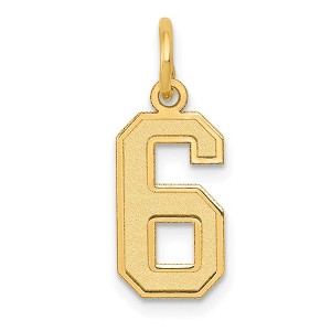Black Bow Jewelry 14k Yellow Gold, Jersey Collection, Small Number 6 Pendant - 1 of 4