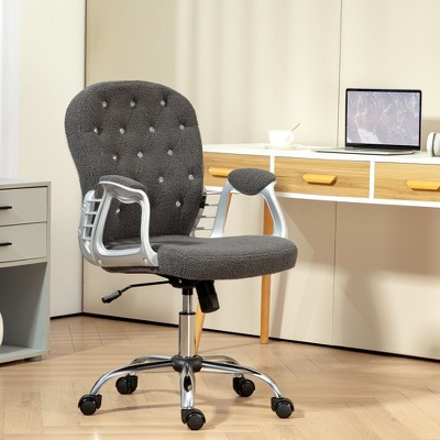 NicBex Office Chair with Height Adjustable Modern Button Tufted Computer Chair with Armrests, 5 Casters, Teddy Fleece for Office, Study