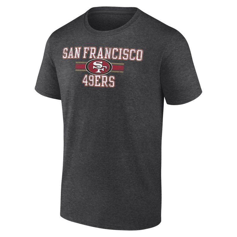 NFL San Francisco 49ers Men&#39;s Team Striping Gray Short Sleeve Bi-Blend T-Shirt, 2 of 4