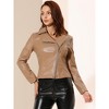 Allegra K Women's Moto Biker Zipper Front Long Sleeve Lapel Collar PU Leather Jacket - 3 of 4