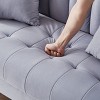 NicBex Modern Velvet Upholstered Loveseat Sofa  with Wooden Nature Legs,Fluffy Single Sofa for Living Room,Department - 4 of 4