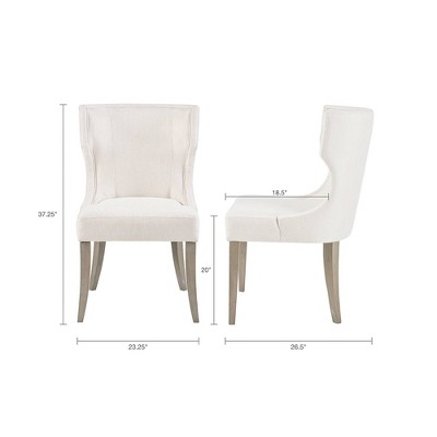 Cream Upholstered Wingback Dining Chair with Rubberwood Legs