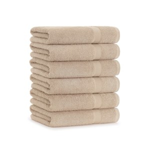 Arkwright True Color Bath Towels - (Pack of 6) Lightweight Absorbent Bathroom Towel, Quick Dry Linen, 25 x 52 in - 1 of 4