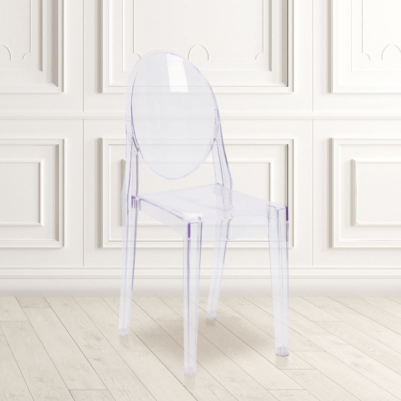 Emma and Oliver 4 Pack Ghost Side Chair in Transparent Crystal Stack Chair - Event & Accent Chair, 2 of 12