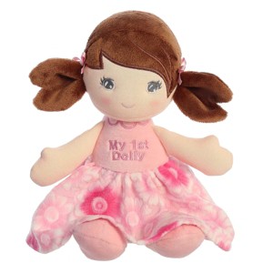 ebba Medium First Doll Brunette Dolls Elegant Baby Stuffed Doll Pink 12" - 1 of 4