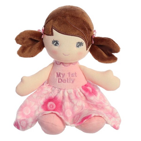 ebba Medium First Doll Brunette Dolls Elegant Baby Stuffed Doll Pink 12" - image 1 of 4