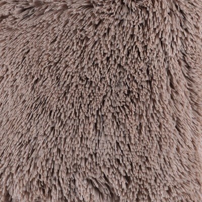 Taupe Faux Fur Plush Square Kids Throw Pillows Set